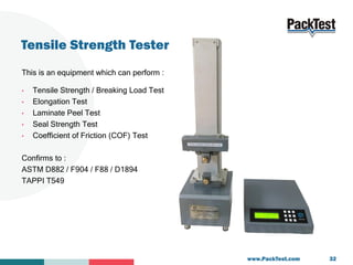 Packaging Testing Equipment / Solutions by PackTest.com