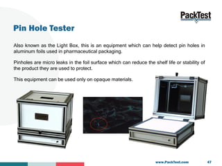 Packaging Testing Equipment / Solutions by PackTest.com