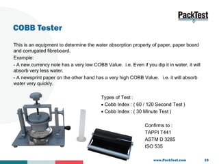 COBB Tester
This is an equipment to determine the water absorption property of paper, paper board
and corrugated fibreboar...
