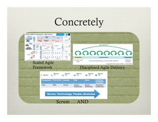 Concretely

Scaled Agile
Framework

Disciplined Agile Delivery

Scrum … AND

 