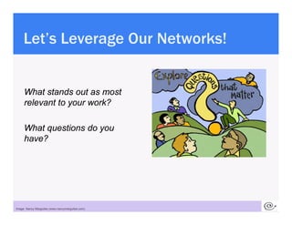 Let s
     Let’s Leverage Our Networks!


      What stands out as most
      relevant to your work?

      What questions...
