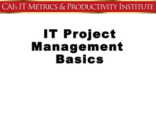 IT Project
Management
   Basics
 