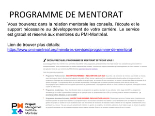 Mentorat du PMI-Montréal - Séance informative mai 2020