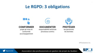 Le RGPD: 3 obligations
8
 