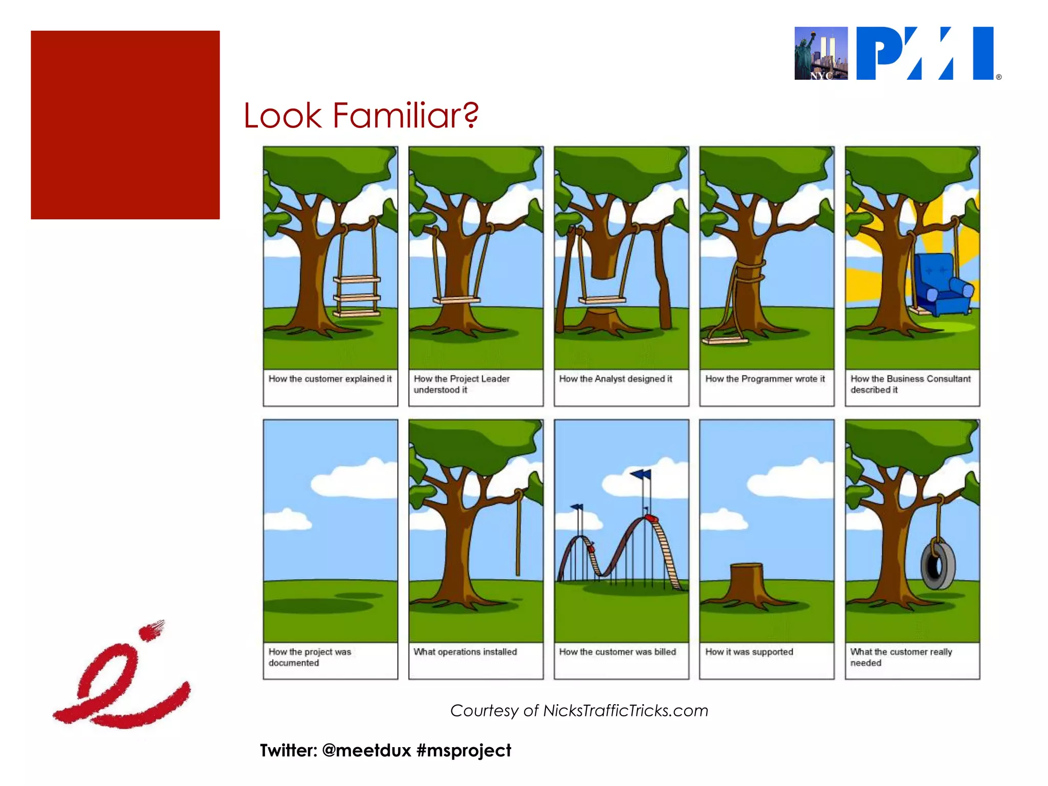 Look Familiar?




                      Courtesy of NicksTrafficTricks.com

 Twitter: @meetdux #msproject
 