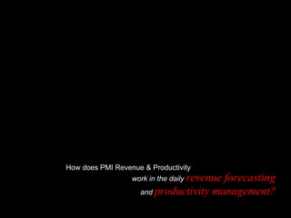 How does PMI Revenue & Productivity work in the daily   revenue forecasting   and   productivity management? 