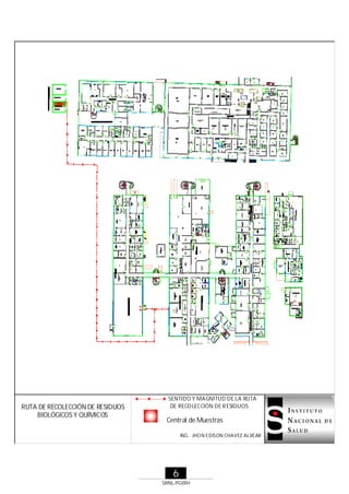 RUTA DE RECOLECCIÓN DE RESIDUOS
BIOLÓGICOS Y QUÍMICOS

SENTIDO Y MAGNITUD DE LA RUTA
DE RECO LECCIÓN DE R ESIDUOS.

Central de Muestras
ING. JHO N EDISON CHAVEZ ALVEAR

6
SRNL-PGIRH

 