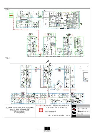 PISO 1

PISO 2

RUTA DE RECOLECCIÓN DE RESIDUOS
BIOLÓGICOS Y QUÍMICOS
(PELIGROSOS),

SENTIDO Y MAGNITUD DE LA RUTA
DE RECO LECCIÓN DE R ESIDUOS.
ENTOMOLOGÍA
ING. JHO N EDISON CHAVEZ ALVEAR

6
SRNL-PGIRH

 