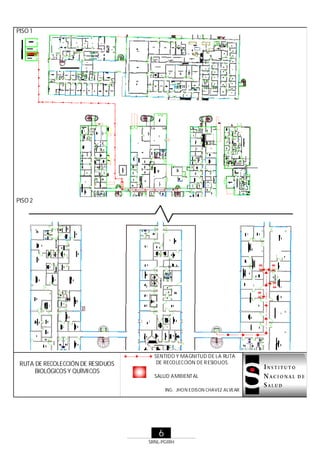 PISO 1

PISO 2

RUTA DE RECOLECCIÓN DE RESIDUOS
BIOLÓGICOS Y QUÍMICOS

SENTIDO Y MAGNITUD DE LA RUTA
DE RECO LECCIÓN DE R ESIDUOS.
SALUD AMBIENT AL
ING. JHO N EDISON CHAVEZ ALVEAR

6
SRNL-PGIRH

 
