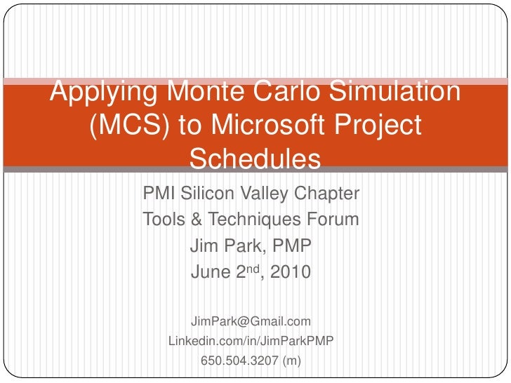 applying monte carlo simulation to microsoft project schedules
