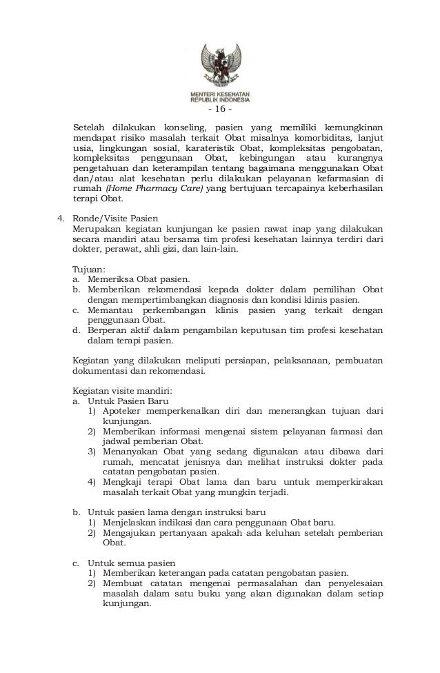 Permenkes Ri No 30 Tahun 2014 Tentang Standar Pelayanan Kefarmasian Permenkes Ri No 30 Tahun 2014 Tentang Standar Pelayanan Kefarmasian