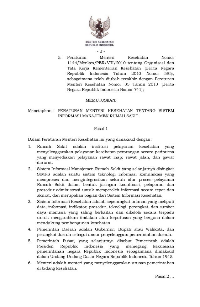 Aturan Yang Melandasi Terlaksananya Simrs Di Rumah Sakit - Ini Aturannya