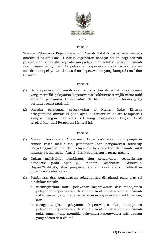 Pmk no. 10 tahun 2015 ttg standar pelayanan keperawatan di rs khusus