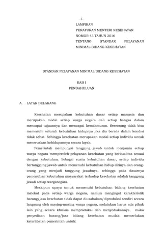 Standar Pelayanan Minimal Biidang Kesehatan
