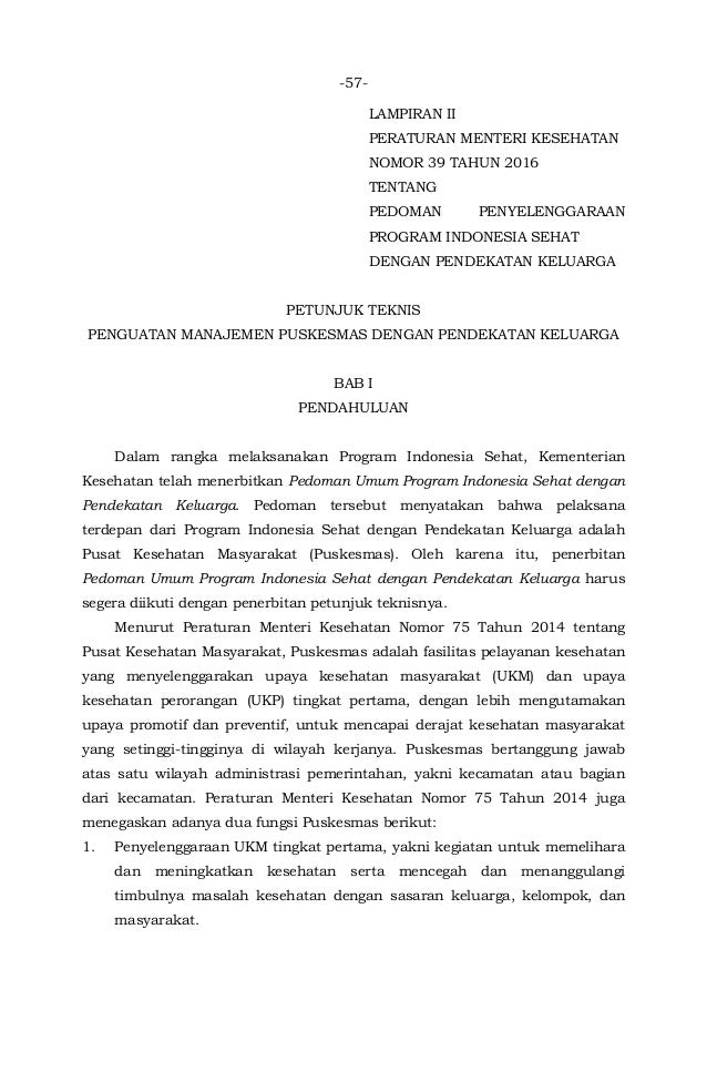 Pedoman Penyelenggaraan Program Indonesia Sehat Dengan Pendekatan Kel