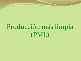 Producción más limpia
(PML)
 