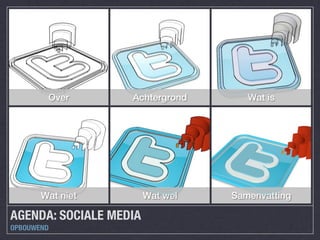 Over       Achtergrond       Wat is




       Wat niet         Wat wel   Samenvatting

AGENDA: SOCIALE MEDIA
OPBOUWEND
 