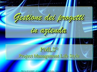 PMLS by NS & BAM/P – © Copyright Gian Luca Rivalta – Torino (Italy)
Gestione dei progettiGestione dei progetti
in aziendain azienda
Gestione dei progettiGestione dei progetti
in aziendain azienda
PMLSPMLS©©
Project Management Life StyleProject Management Life Style
PMLSPMLS©©
Project Management Life StyleProject Management Life Style
 