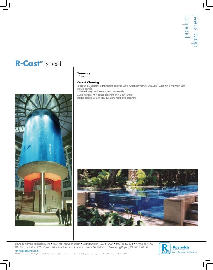 Pmma cast acrylic properties data sheet reynolds polimer