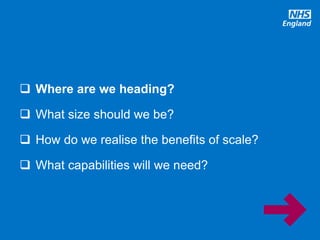 @robertvarnam
 Where are we heading?
 What size should we be?
 How do we realise the benefits of scale?
 What capabilities will we need?
 