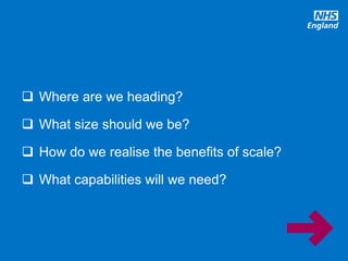 @robertvarnam
 Where are we heading?
 What size should we be?
 How do we realise the benefits of scale?
 What capabilities will we need?
 