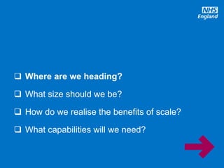 @robertvarnam
 Where are we heading?
 What size should we be?
 How do we realise the benefits of scale?
 What capabilities will we need?
 