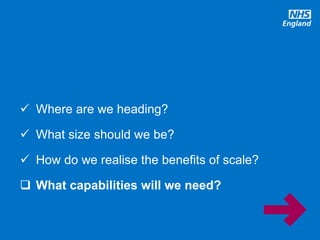 @robertvarnam
 Where are we heading?
 What size should we be?
 How do we realise the benefits of scale?
 What capabilities will we need?
 