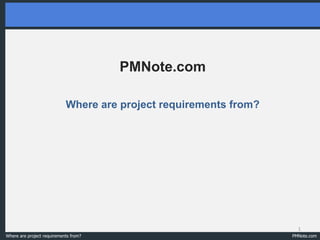 PMNote.com

                            Where are project requirements from?




                                                                     1
Where are project requirements from?                               PMNote.com
 