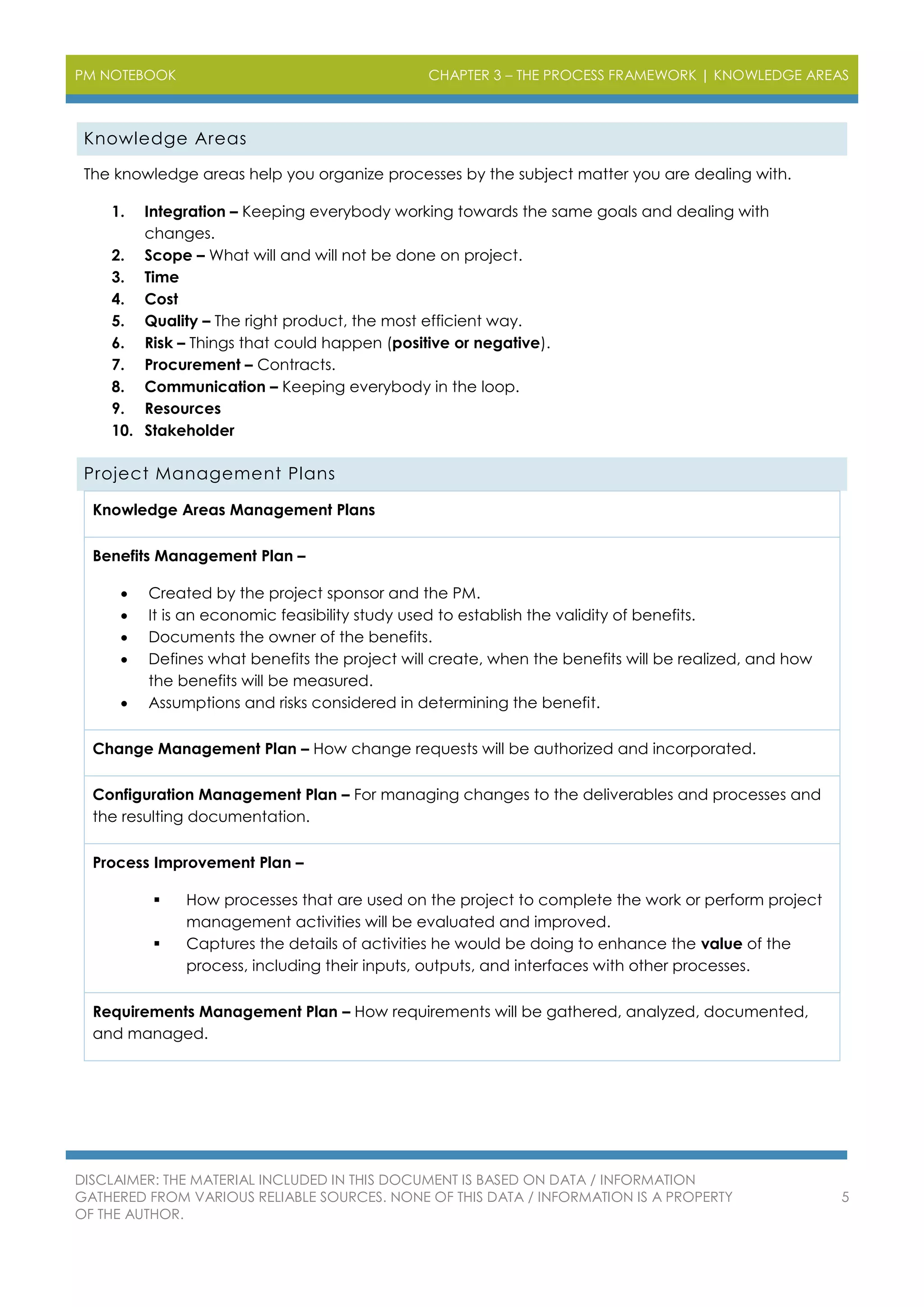 PM Notebook - Chapter 3: The Process Framework | PDF image.