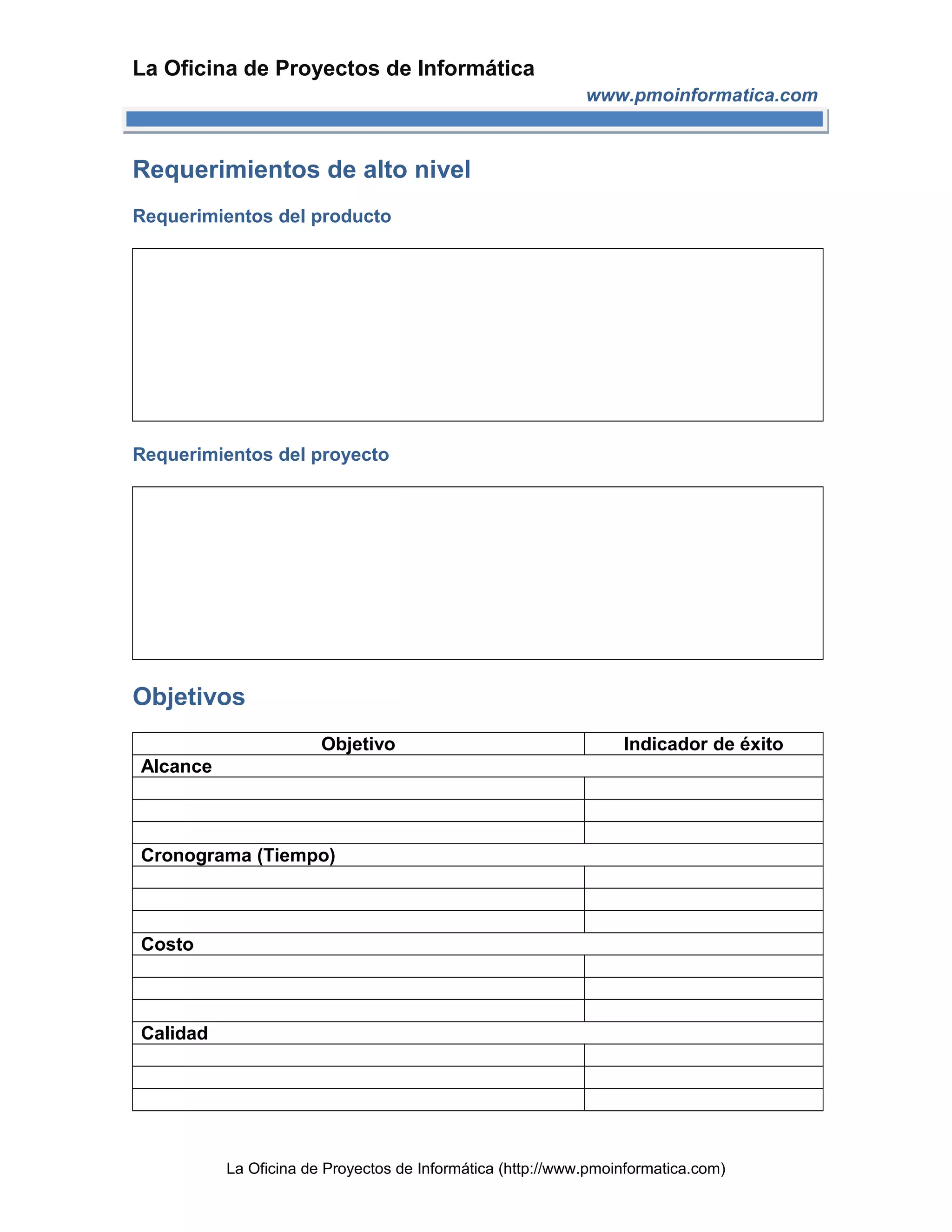 Pmo informatica plantilla acta de proyecto | DOC