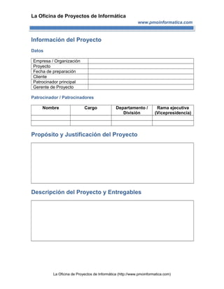 Pmo informatica plantilla acta de proyecto | DOC