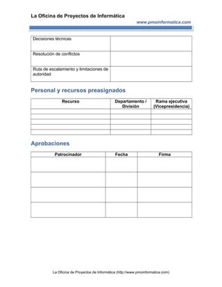 Pmo informatica plantilla acta de proyecto | DOC