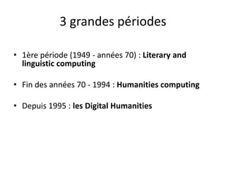 Intervention de Lou Burnard « Du literary and linguistic computing aux
Digital Humanities : retour sur 40 ans de relations...
