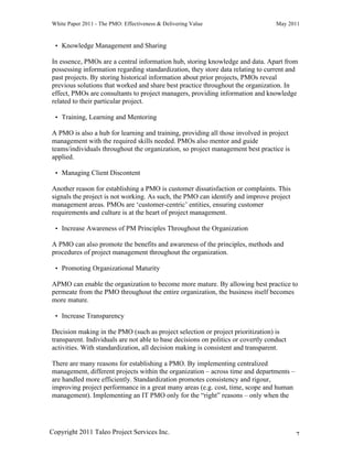 The Project Management Office - Effectiveness and Delivering Value | PDF