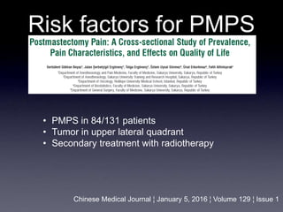 Risk factors for PMPS
Chinese Medical Journal ¦ January 5, 2016 ¦ Volume 129 ¦ Issue 1
• PMPS in 84/131 patients
• Tumor i...