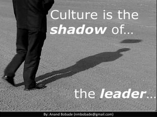 By: Anand Bobade (nmbobade@gmail.com)By: Anand Bobade (nmbobade@gmail.com)
Organizational influences category
Organizational Influences can be categorized in two main categories:
Enterprise Environmental Factors:
• It influences organization, the project and its outcome
• Organizational Culture
• Organizational structure
• E.g.; PMIS:
• Scheduling software
• Configuration management System
Organizational Process Assets:
• OPA are kept in central repository, so that they can be used
whenever required by anyone.
• Processes & procedures
• Organizational Knowledge base
 