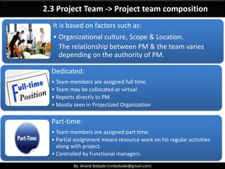 By: Anand Bobade (nmbobade@gmail.com)By: Anand Bobade (nmbobade@gmail.com)
Project Life Cycle
Project life cycle
Characteristics of Project life cycle
Project Phases
Various Project Life Cycles
Review
Questions and answers
 