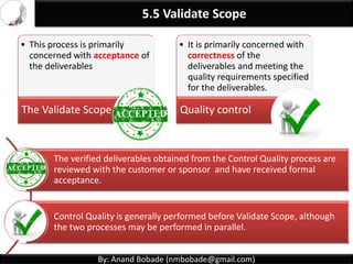 By: Anand Bobade (nmbobade@gmail.com)
5.4 Create WBS -> T & T -> Decomposition
WBS Organized By Major deliverables
 
