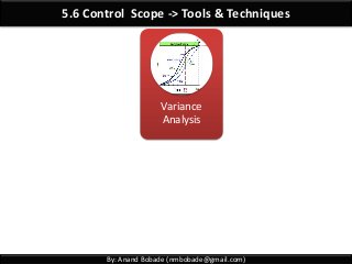 By: Anand Bobade (nmbobade@gmail.com)
5.6 Control Scope -> Tools & Techniques
Variance
Analysis
 