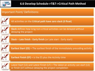 By: Anand Bobade (nmbobade@gmail.com)
6.5 Estimate Activity Duration -> T&T -> Expert Judgement
Expert
Judgement
All estimations should be done by Experts.
Expert can be internal or external.
Complex project need many experts.
Uses experience of similar projects or instinct.
SME Technical Lead
Solution Architect Quality expert
 