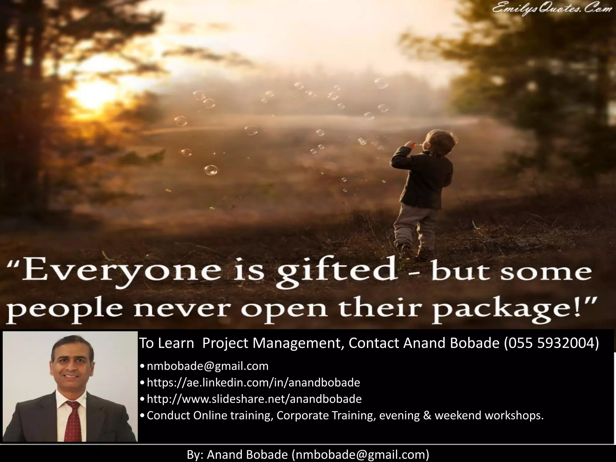 By: Anand Bobade (nmbobade@gmail.com)
7.2 Estimate Cost->T&T-> Bottom up estimate
Bottom up estimate
Estimating project cost by aggregating the estimates
of the lower-level components of the WBS.
When an activity cannot be estimated with
confidence, the work within activity is decomposed
further.
These estimates are then aggregated into a total
cost for each of the activity (Summarised or Rolled-
up to higher level)
 
