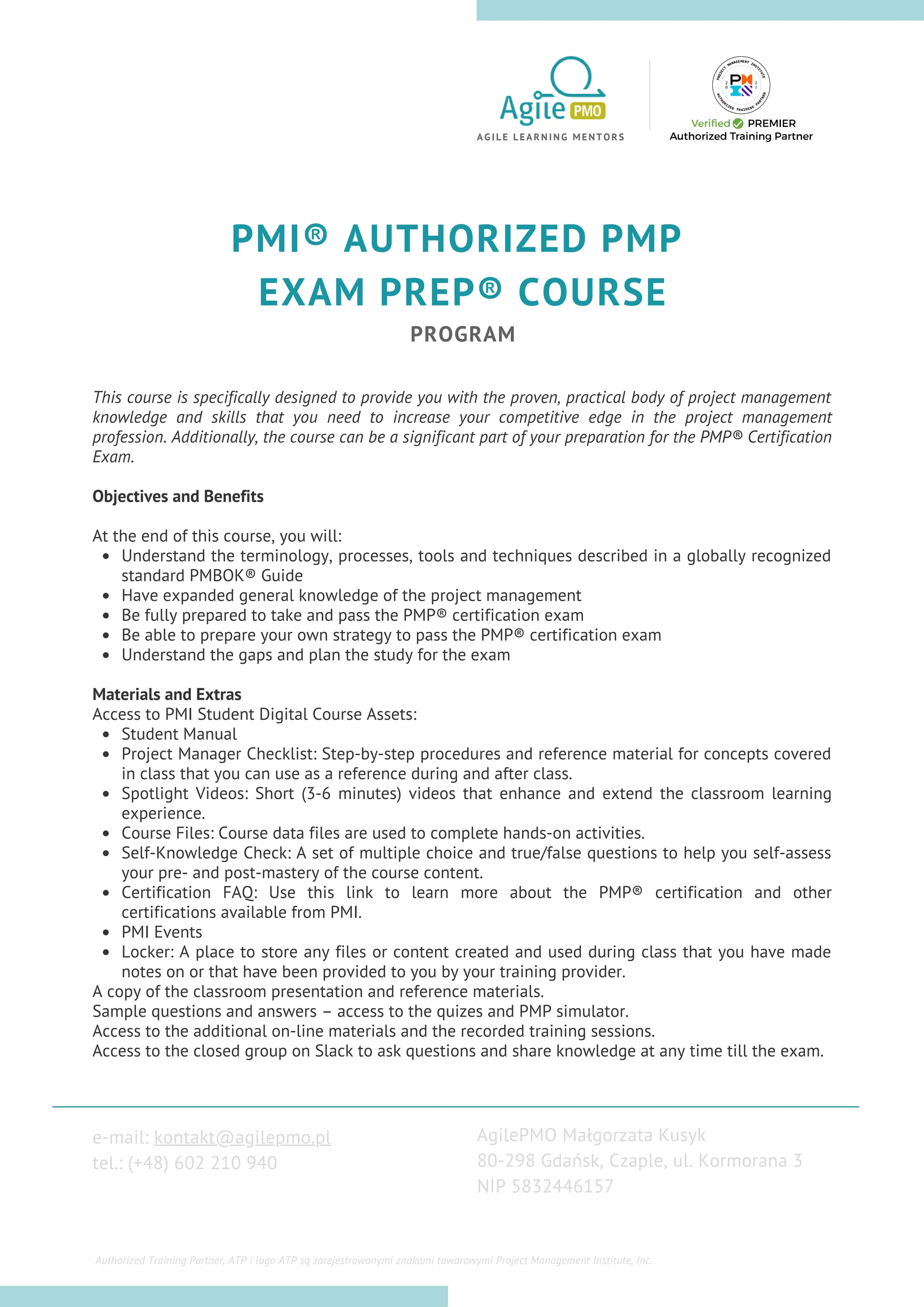 Pmp Exam Prep 3 0 Course Outline With Eco 2023 Merged Pdf