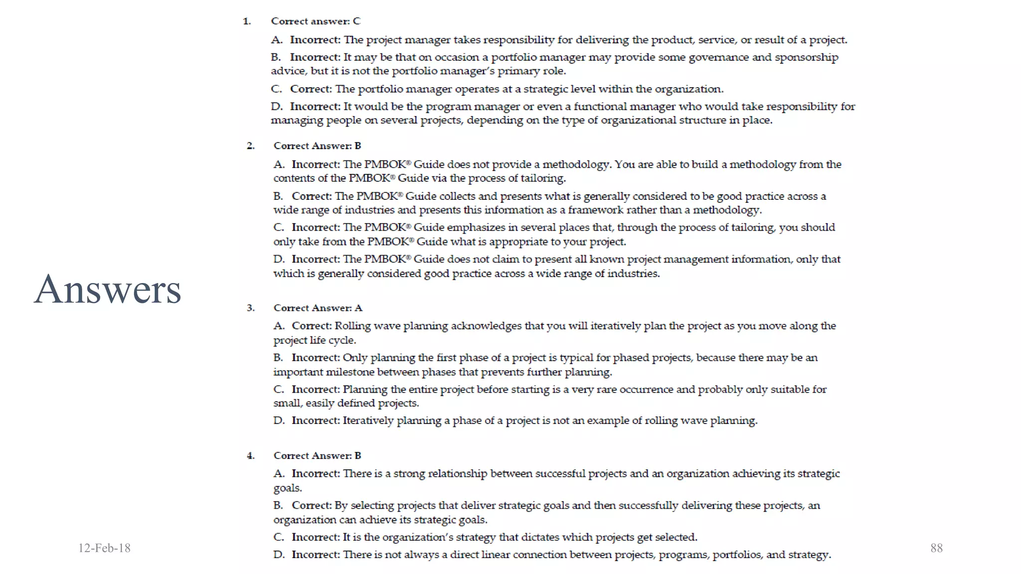 12-Feb-18 PMP Training 88
Answers
 