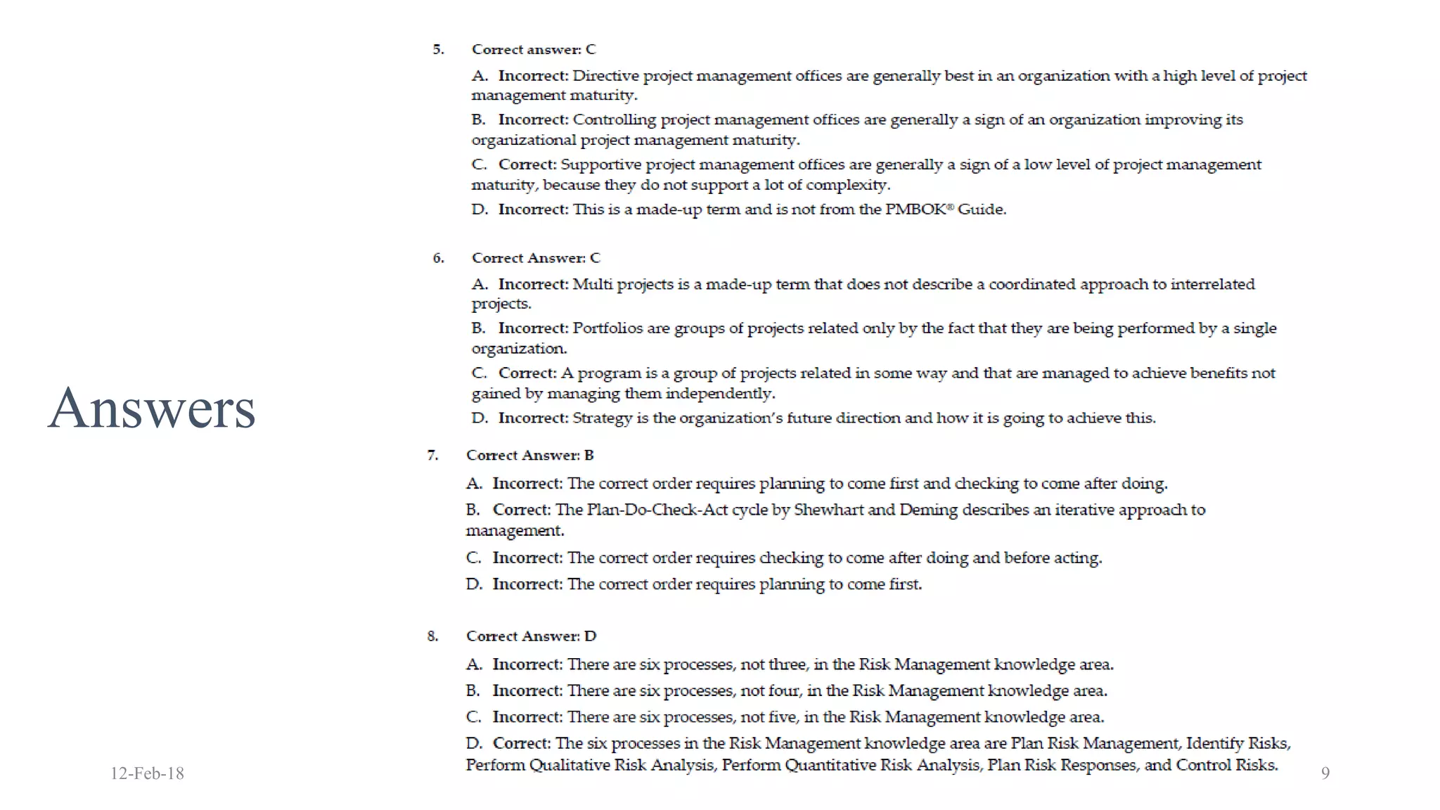 12-Feb-18 PMP Training 89
Answers
 