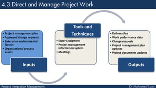 Project Integration Management
• Project management plan
• Approved change requests
• Enterprise environmental
factors
• O...