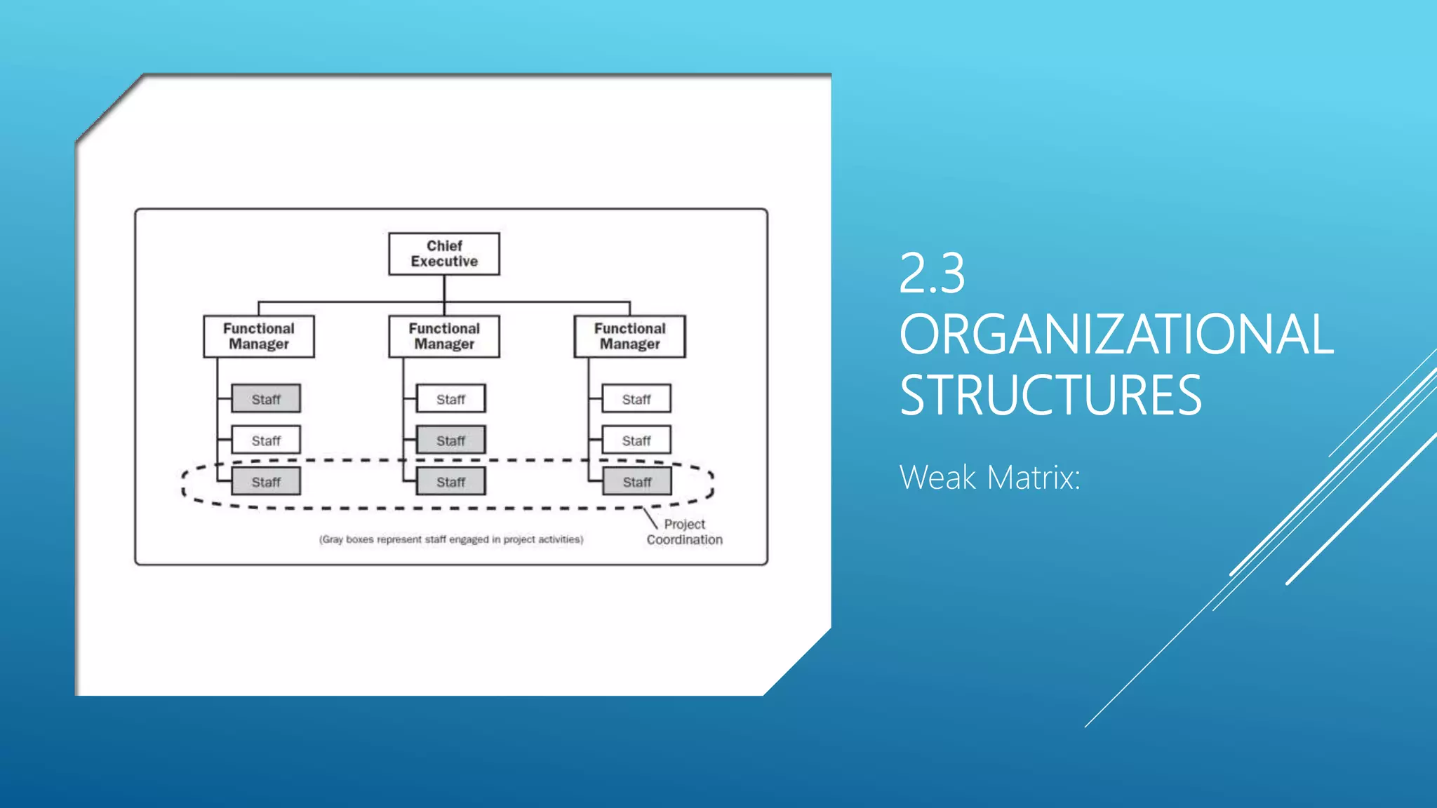 2.3
ORGANIZATIONAL
STRUCTURES
Weak Matrix:
 
