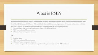 What is PMP?
Project Management Professional (PMP) is an internationally recognized professional designation offered by Pr...
