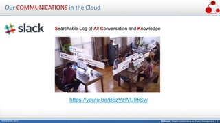 PMPeople: People Collaborating on Project Management | 3PMPeople© 2017
Our COMMUNICATIONS in the Cloud
https://youtu.be/B6zVzWU95Sw
Searchable Log of All Conversation and Knowledge
 