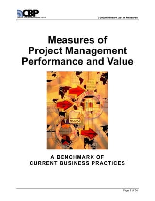 Comprehensive List of Measures
Page 1 of 34
Measures of
Project Management
Performance and Value
A BENCHMARK OF
CURRENT BUSINESS PRACTICES
 