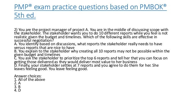 Sample pmp test questions Sample pmp test questions
